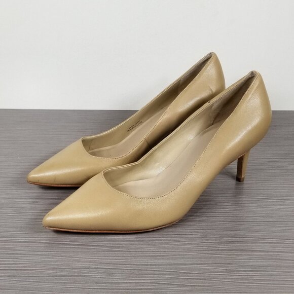 Via Spiga Nikole Pointy Toe Pump, Tan Leather, Womens Size 7 M / 37 - Picture 3 of 12